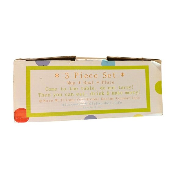 Vintage Global Design Child 3 Piece Dinner Set Boy and Teddy Design - Picture 4 of 16